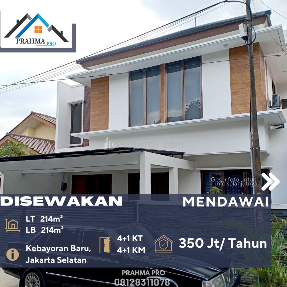 Disewakan Rumah Cantik 2 Lantai di Area Mendawai Kebayoran Baru Jakarta Selatan