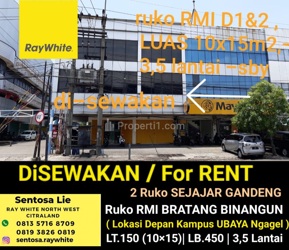 Disewakan 2 Ruko Gandeng di Ngagel Jaya Selatan Surabaya - Ruko RMI Bratang Binangun - Depan Kampus UBAYA Ngagel - Strategis Komersial area