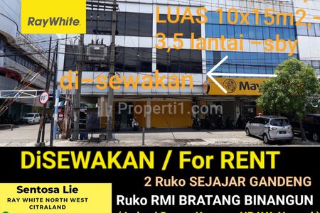 Disewakan 2 Ruko Gandeng di Ngagel Jaya Selatan Surabaya - Ruko RMI Bratang Binangun - Depan Kampus UBAYA Ngagel - Strategis Komersial area