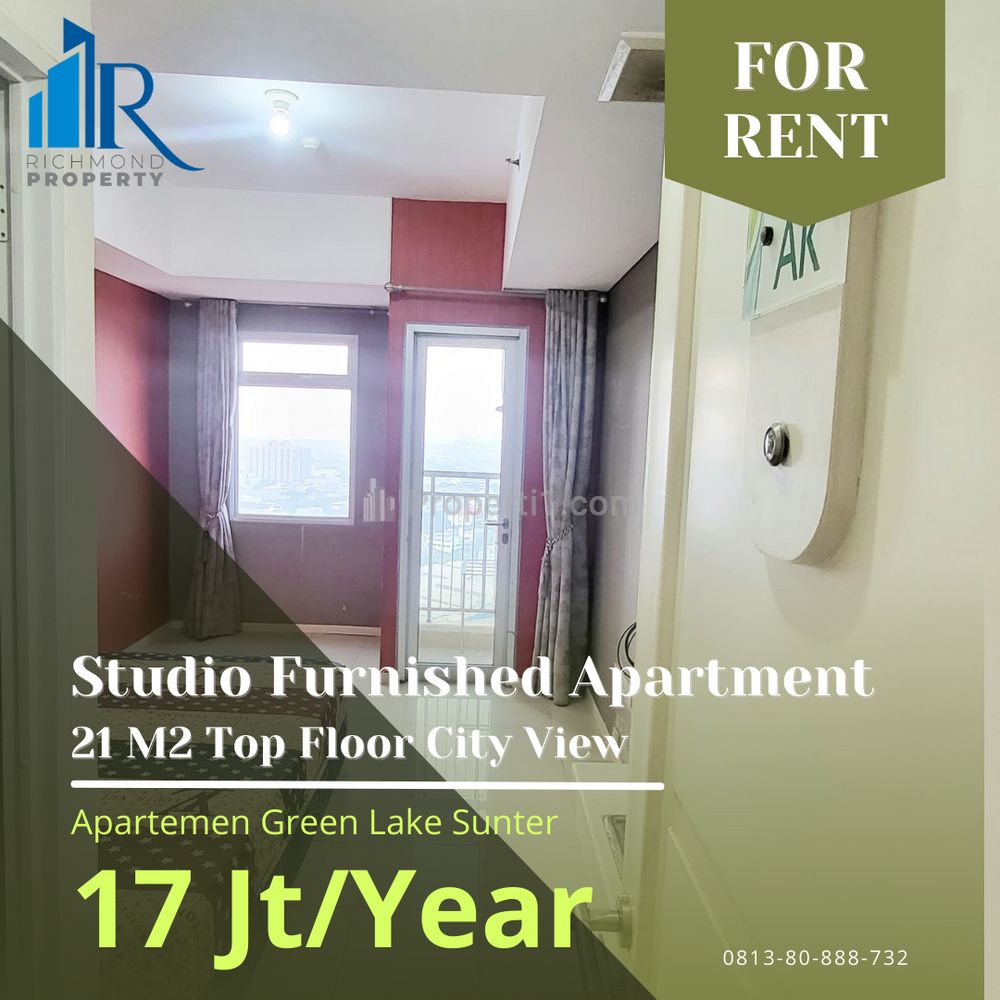 Sewa Apartemen Green Lake Sunter - Studio Tower 2 (Luas 21m2), Full Furnished