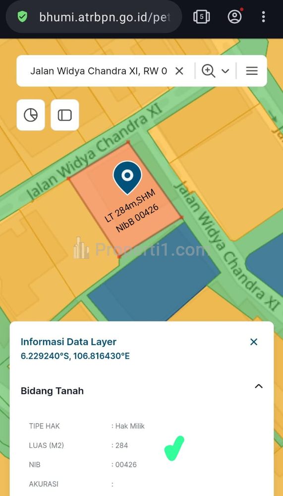 Jual Rumah Lama Hitung Tanah Widya Chandra, Huk, Dekat Gatot Subroto, Senopati, Sudirman, Kuningan, Kel. Senayan, Kec. Kebayoran Baru, Jakarta Selatan