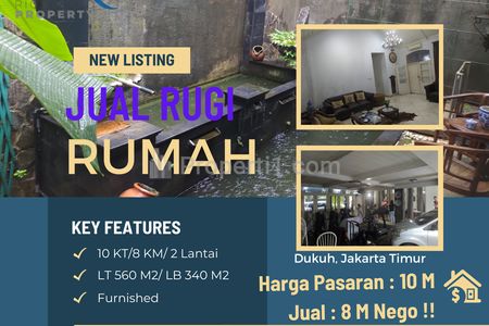 Jual Rumah Mewah 560 m2 Vintage Style di Cipayung Jaktim, dengan Marmer + Jati, Turun Harga ! 10>9 M