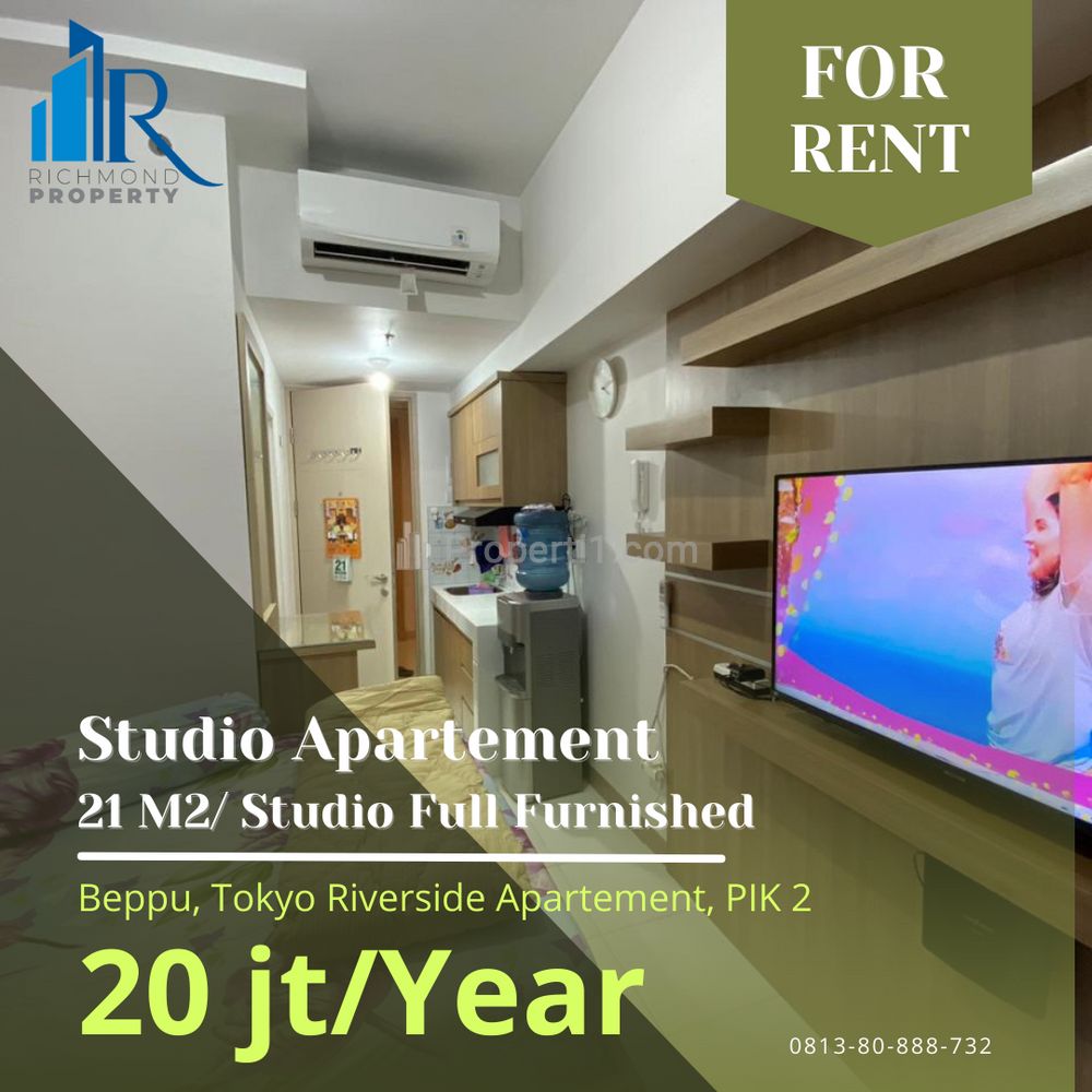 Turun Harga ! 30>20 Jt ! Sewa Apartemen Studio Tokyo Riverside PIK 2 Harga Super Banting !!