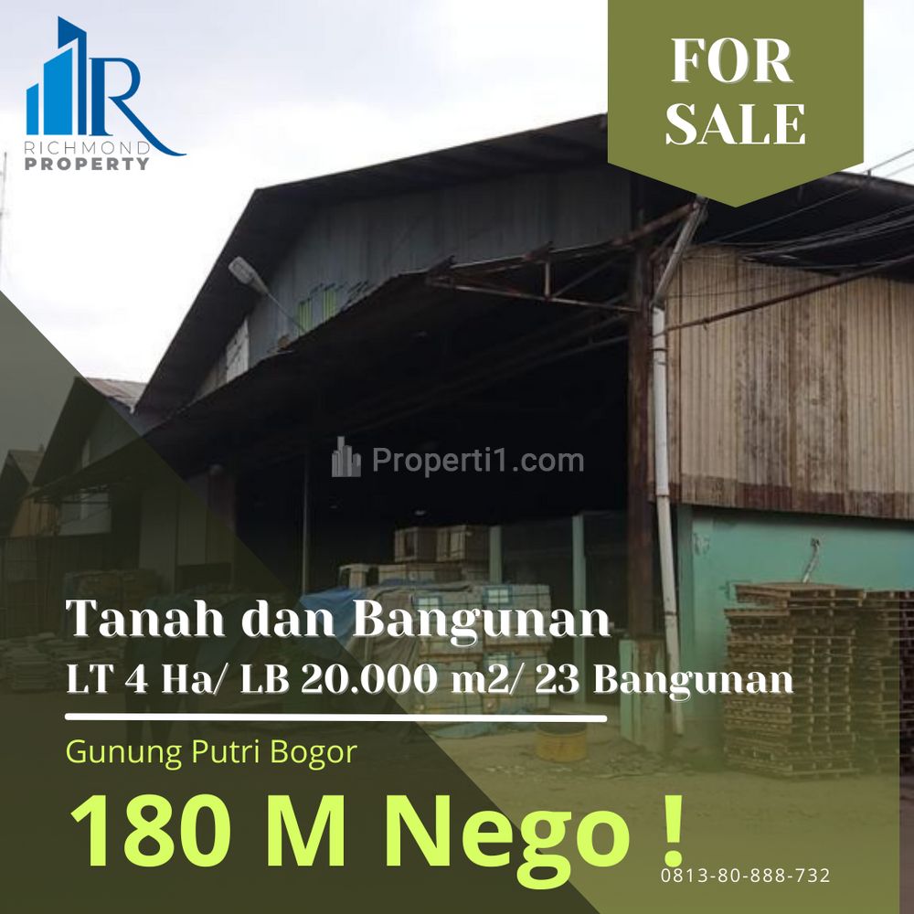 Jual Gudang 4 ha di Bogor, Banting Harga Banget, 250 ke 180 M, Harga Banting di Bawah Appraisal