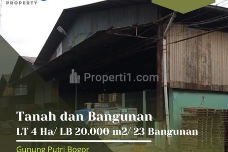 Jual Gudang 4 ha di Bogor, Banting Harga Banget, 250 ke 180 M, Harga Banting di Bawah Appraisal