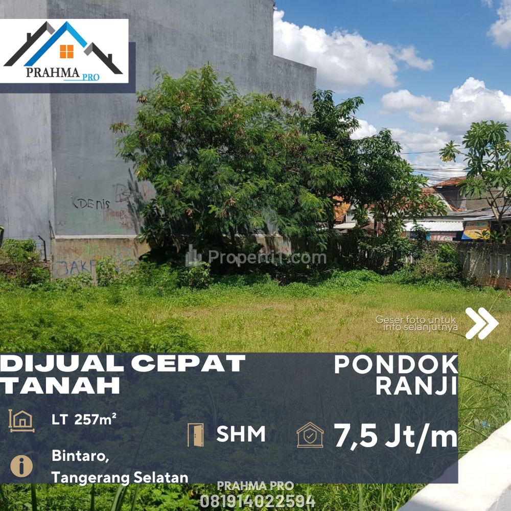 Dijual Cepat Tanah Letak Sangat Strategis di Pondok Ranji Ciputat Tangerang Selatan