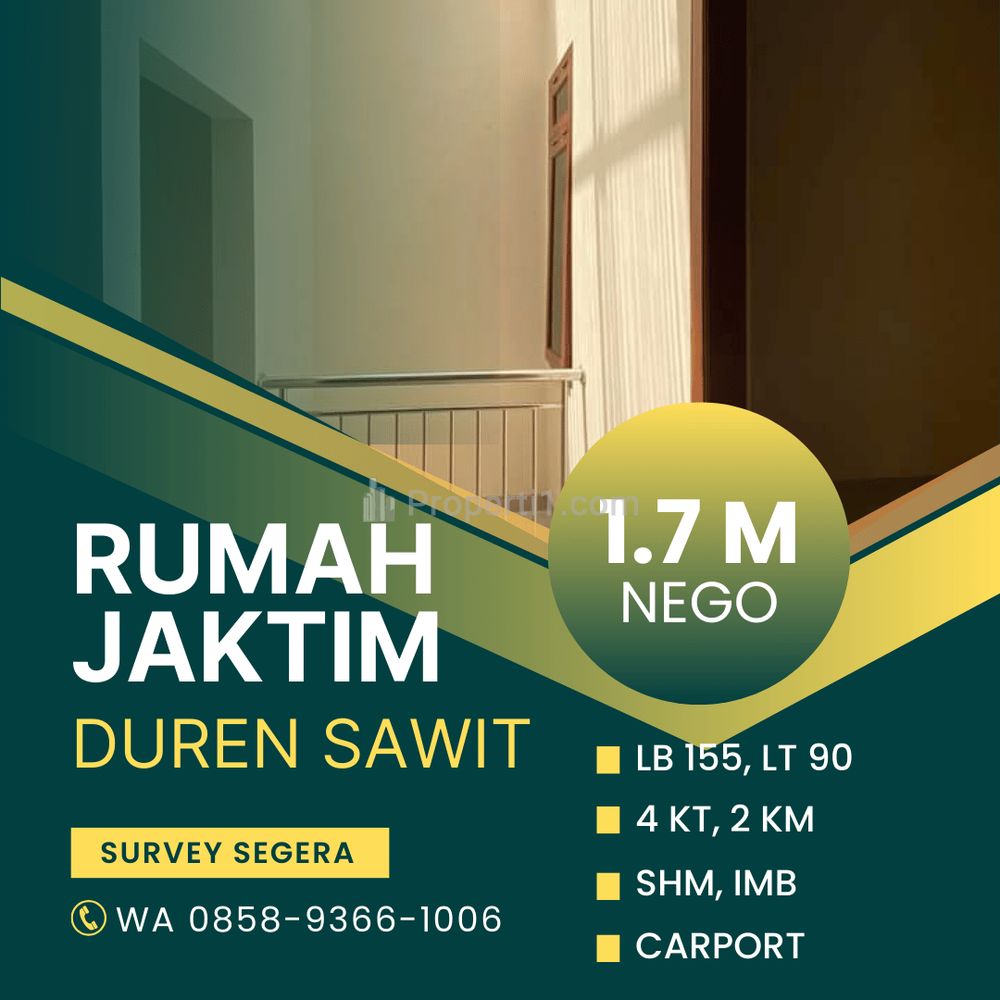 Jual Rumah Baru Cakep di Jakarta Timur Pondok Kelapa Duren Sawit, Dekat ke Mall Pondok Kelapa