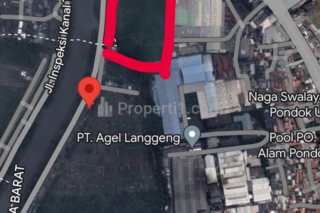 Jual Tanah Kosong 5080 m2 di Jalan Rawa Bebek, Tepian Banjir Kanal Timur, Belakang Sinar Sosro, Kec. Medan Satria, Bekasi
