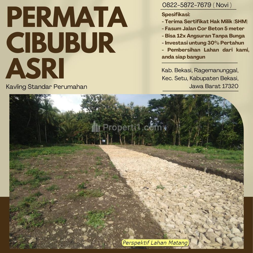 Dijual Tanah Kavling di Ragemanunggal Setu Bekasi, Dapat Legalitas SHM, Harga 1,7Jt Per Meter