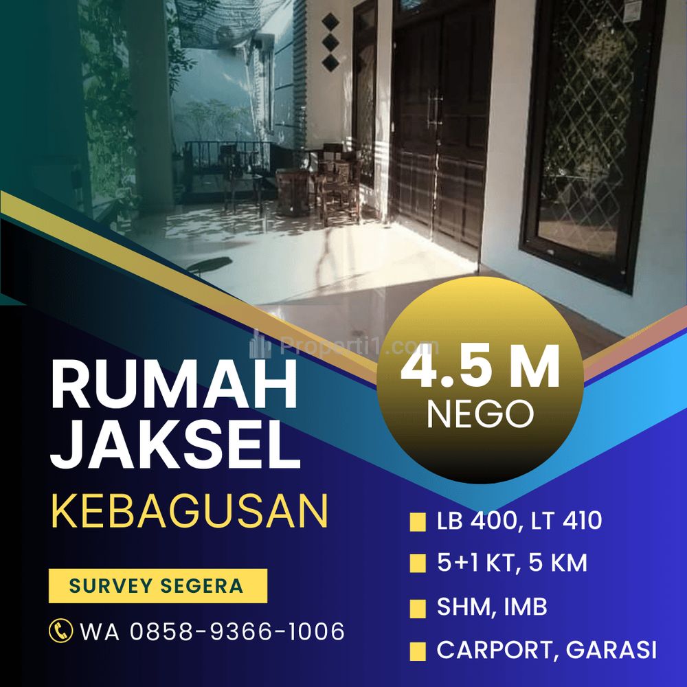 Jual Rumah 2 Lantai Cakep di Jaksel Kebagusan Pasar Minggu Dekat TB Simatupang