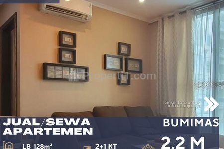 Dijual atau Disewakan Apartemen Bumimas 2+1BR Lantai Rendah di Terogong Cilandak Jakarta Selatan, Full Furnished