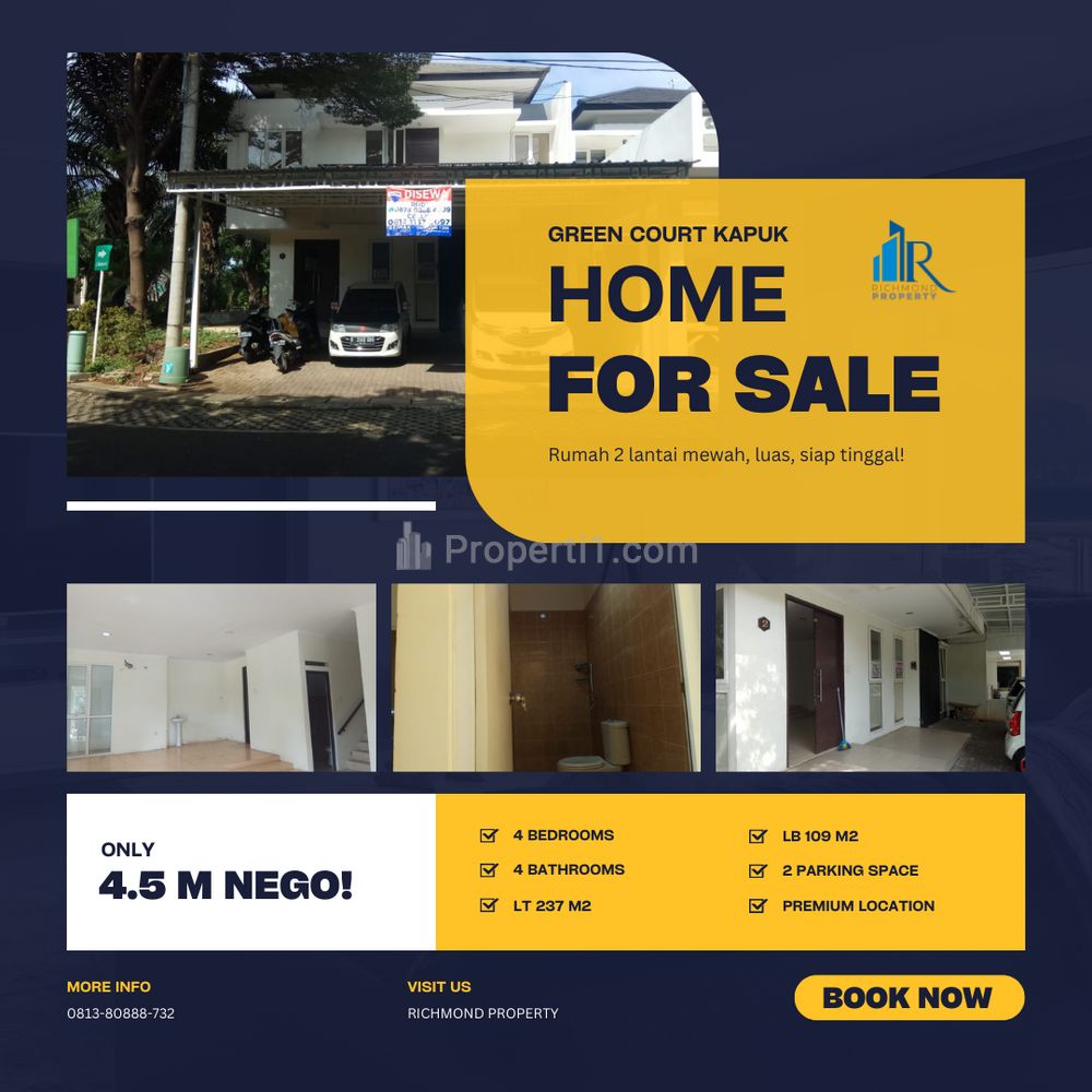 Jual Rumah di Greencourt Cengkareng Jakarta Barat, 240m2 Hanya di 4 M, Paling Murah di Pasaran