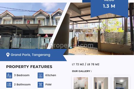 JUAL MURAH Rumah di Grand Poris Tangerang 72 m2, Jual Harga Bawah Pasaran 2 M >>> 1,3 M