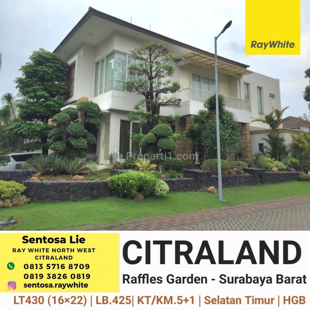 Dijual Rumah Raffles Garden Citraland Surabaya PLUS Kolam Renang PRIVATE POOL dekat Sekolah Ciputra, GWalk Citraland