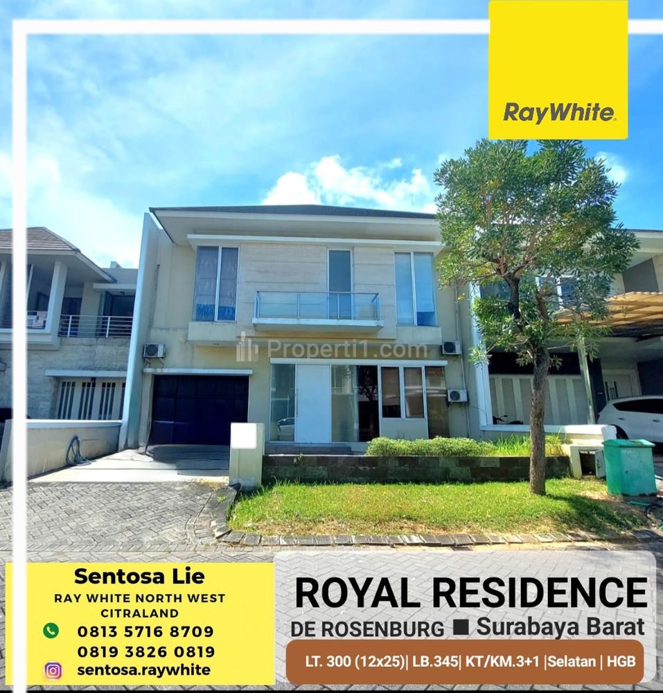 Dijual Rumah Royal Residence De Rosenburg Wiyung Surabaya dekat Pakuwon Mall, PTC, Supermall, Citraland