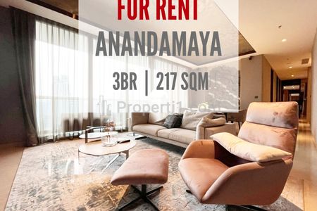 Sewa Apartemen Anandamaya Residence Sudirman, 3 BR, 217 sqm, Luxury Interior and Furniture, Ready to Move In, Direct Owner, Yani Lim 08174969303