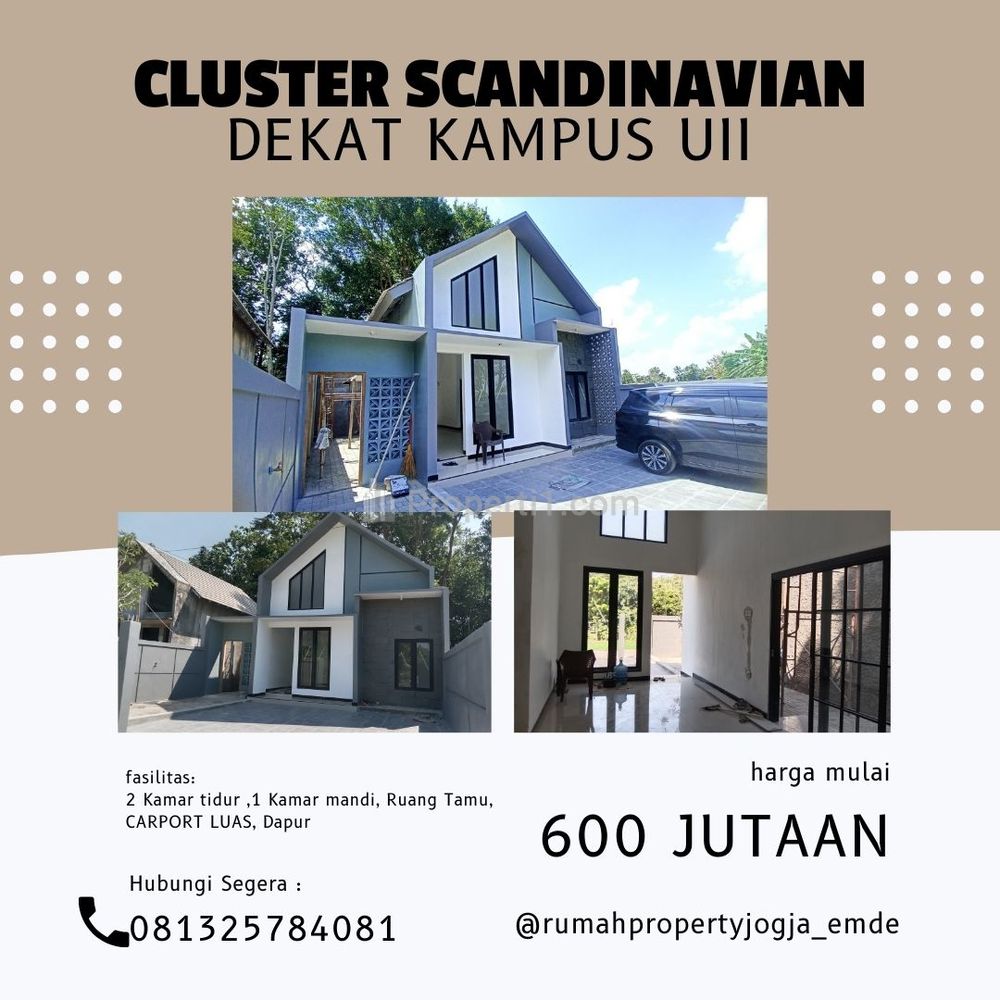 Dijual Unit Rumah Scandinavian 600 Jutaan Dekat Kampus UII, Sleman, Yogyakarta