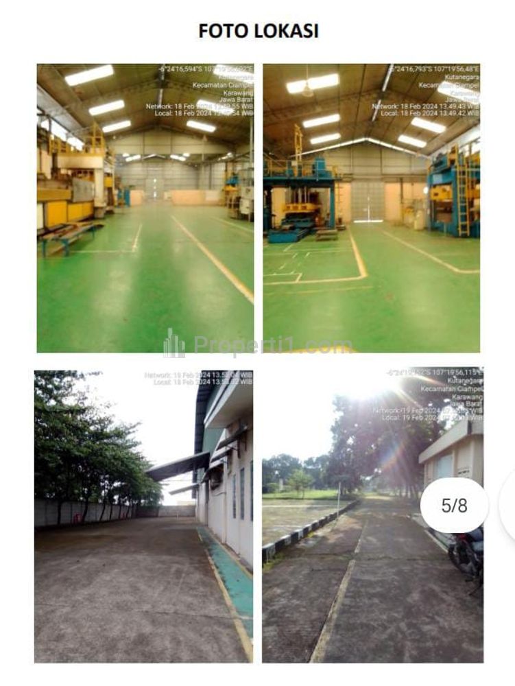 Jual Murah Gudang Luas Tanah 1.2 Hektar, Luas Bangunan  4700 m2, di Kawasan Industri Surya Cipta, Karawang, Jawa Barat
