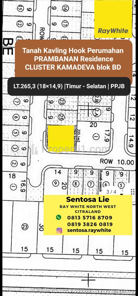  Dijual Tanah Kavling MURAH Rp 10 Jt/m2 di Prambanan Residence Cluster Kamadeva Blok BD Strategis Dekat WBM Pakuwon Mall, Citraland Surabaya