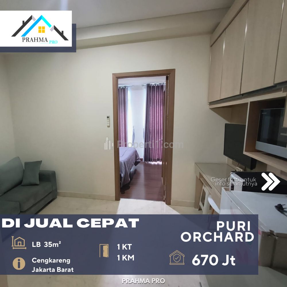 Dijual Apartemen Puri Orchard Full Furnished 1BR di Daerah Cengkareng Jakarta Barat
