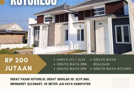 Dijual Rumah Murah 200 Jutaan di Kutorejo Mojokerto KPR DP 0% Angsuran 1 Jutaan SHM