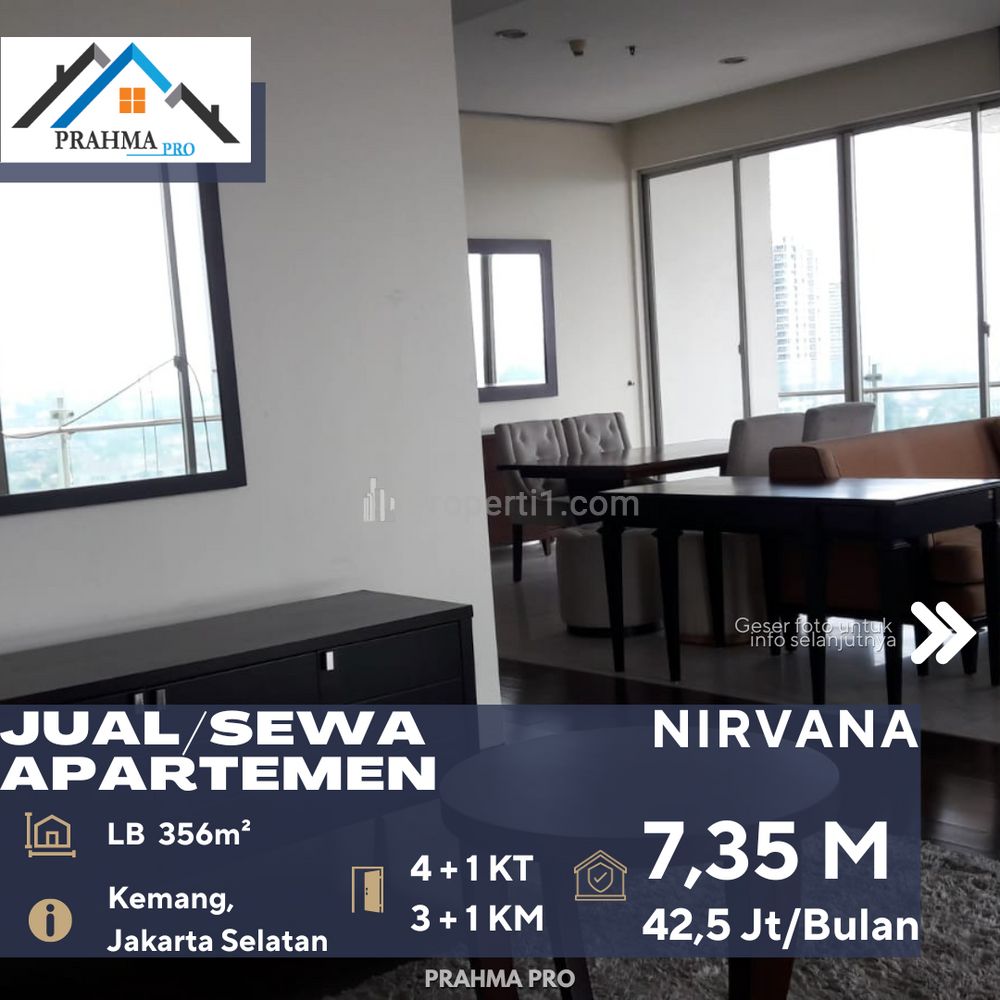 Dijual atau Disewakan Apartemen Nirvana Kemang, Luxurious Furnished 4+1 BR di Daerah Kemang Jakarta Selatan