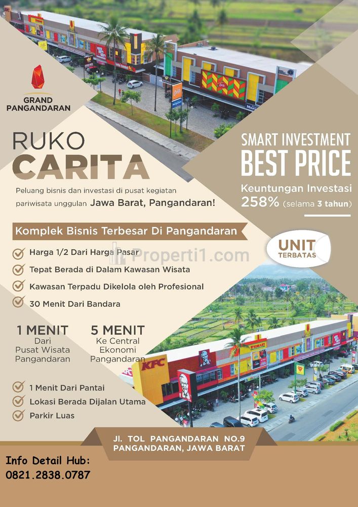Jual Ruko 2 Lantai Siap Pakai Harga Termurah di Pusat Bisnis Terbesar Pantai Pangandaran Jawa Barat