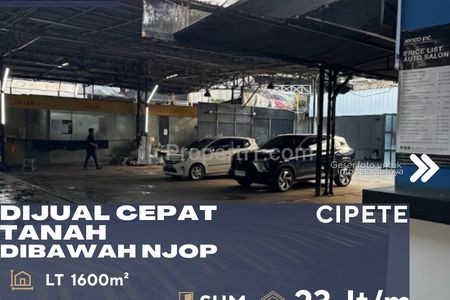 Dijual Tanah di Pinggir Jalan Raya Utama, Harga di Bawah NJOP di Daerah Cipete, Jakarta Selatan