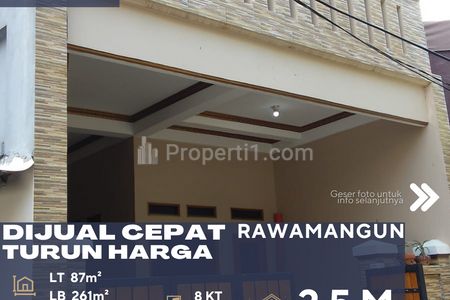 Dijual Rumah Bagus 3 Lantai Letak Strategis di Daerah Rawamangun Jakarta Timur