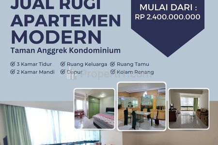 Dijual Apartemen Taman Anggrek Lantai Plaza Level, 3+1 BR Full Furnish