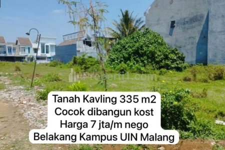 Dijual Tanah Belakang Kampus UIN Malang dan Dekat Kampus UB, Luas Tanah 335