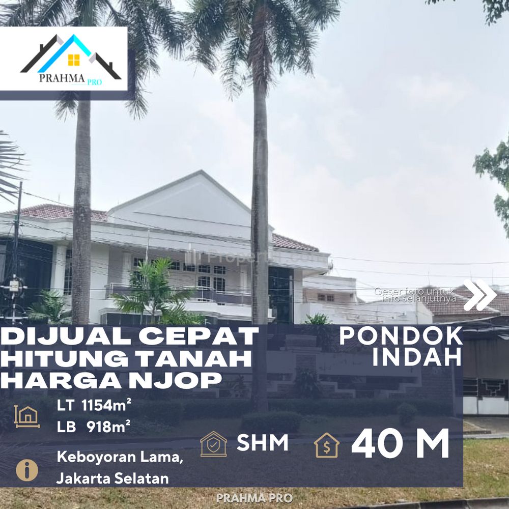 Dijual Rumah Hitung Tanah Harga NJOP Posisi Hoek di Daerah Pondok Indah, Jakarta Selatan