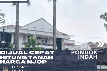 Dijual Rumah Hitung Tanah Harga NJOP Posisi Hoek di Daerah Pondok Indah, Jakarta Selatan