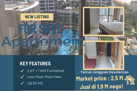 Dijual Taman Anggrek Residences yang Baru, Full Furnish 2+1 Kamar