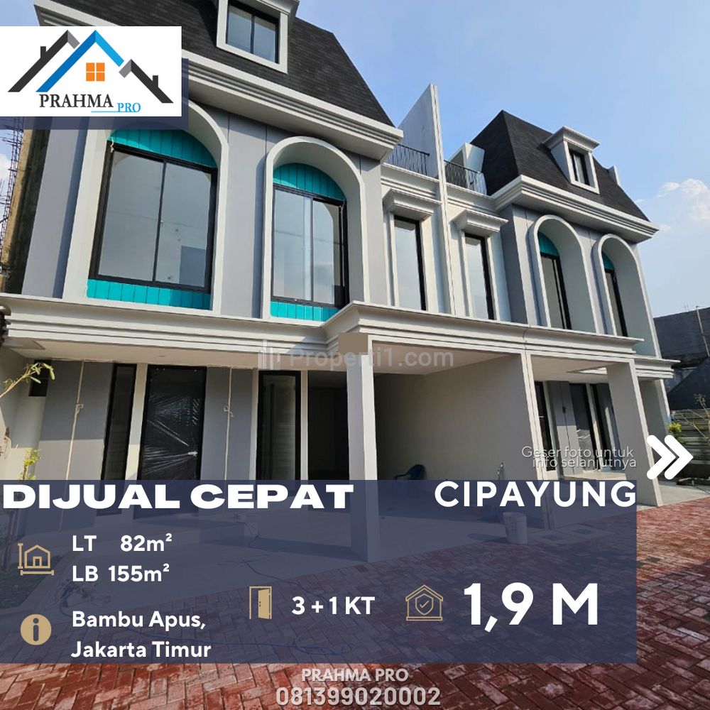 Dijual Rumah Townhouse Lokasi Sangat Strategis di Bambu Apus Cipayung Jakarta Timur