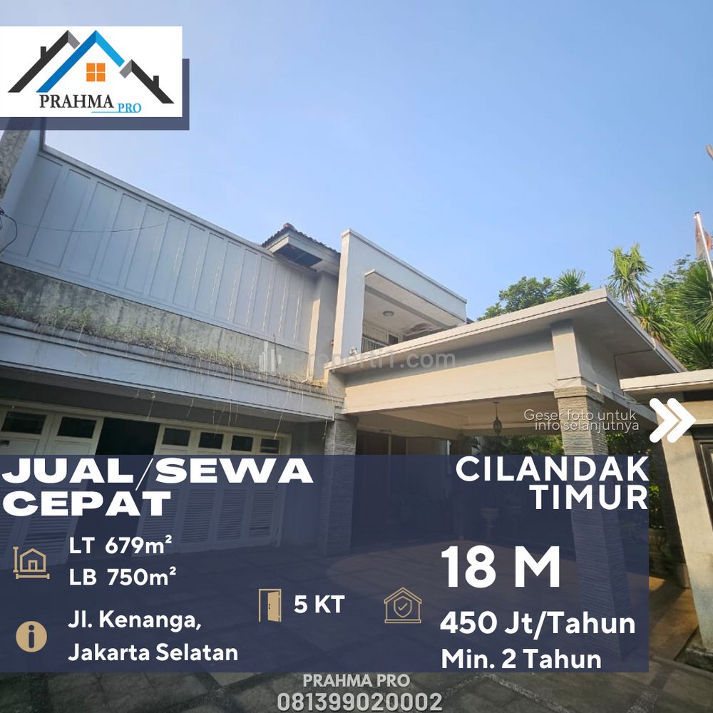 Dijual / Disewakan Rumah Mewah Jalan Akses Besar Siap Huni di Daerah Cilandak Timur