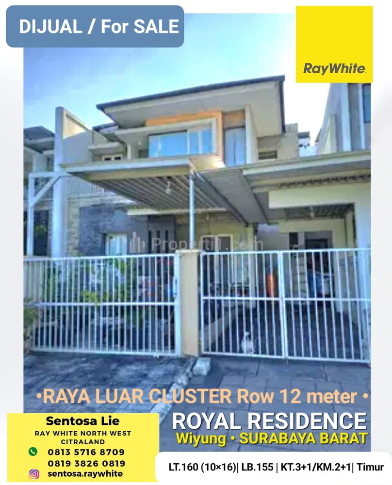 Dijual Rumah Royal Residence RAYA Luar CLUSTER Row 12 meter dekat Citraland, Pakuwon Mall, PTC, Wisata Bukit Mas , Dian Istana