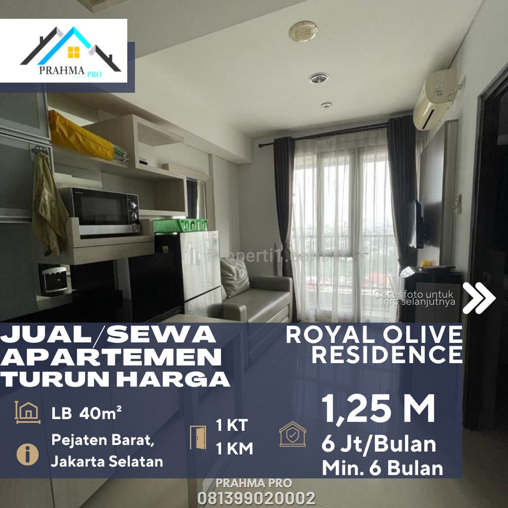Dijual/Disewakan Apartemen Royal Olive Residence 1BR di Pejaten Jakarta Selatan