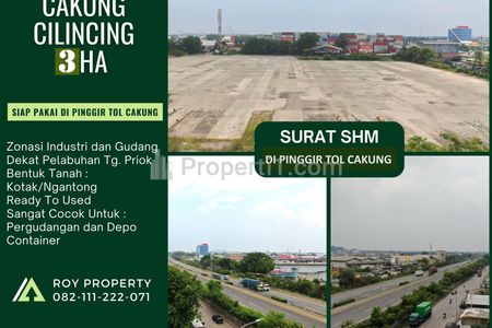 Dijual Tanah di Cakung Cilincing Jakarta Timur, 3 ha di Pinggir Tol Cakung, Siap Bangun Sudah Cor Beton