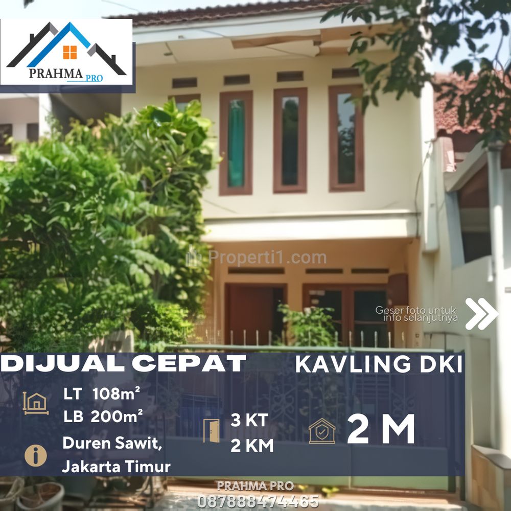Jual Rumah Minimalis 2 Lantai Dalam Komplek Siap Huni di Daerah Duren Sawit Jakarta Timur