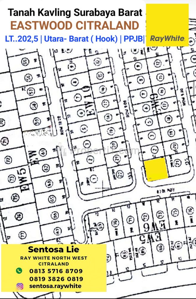 Dijual Tanah Eastwood Citraland Surabaya Barat, MURAH Rp12 Jutaan / m2 