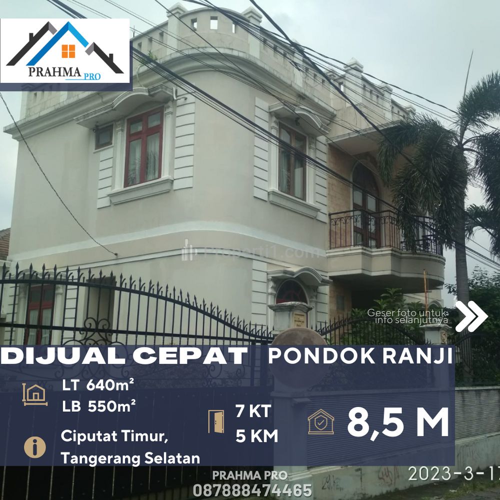 Dijual Rumah Mewah Kokoh Siap Huni di Daerah Ciputat Timur, Tangerang Selatan