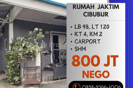 Jual Rumah di Cibubur Jaktim Dekat ke Jalan Raya Bogor