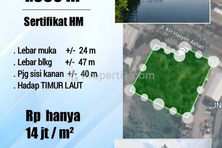 Dijual Tanah Komersial SHM Luas 1850 m2 Jl. Hasyim Asy'ari Cipondoh Tangerang