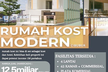 Jual Rumah Kost Modern 62 Kamar di Cibubur Dekat Trans Studio Mall Cibubur, Mall Ciputra Cibubur, Plasa Cibubur, Cibubur Junction, Jatisampurna Bekasi