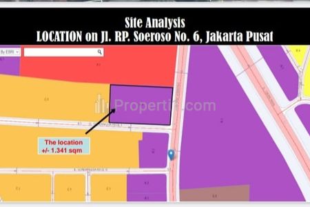 Sewa Lahan Tanah Kosong Huk Strategis HGB 1341 m2 di Jalan RP Soeroso, Cikini, Menteng, Jakarta Pusat