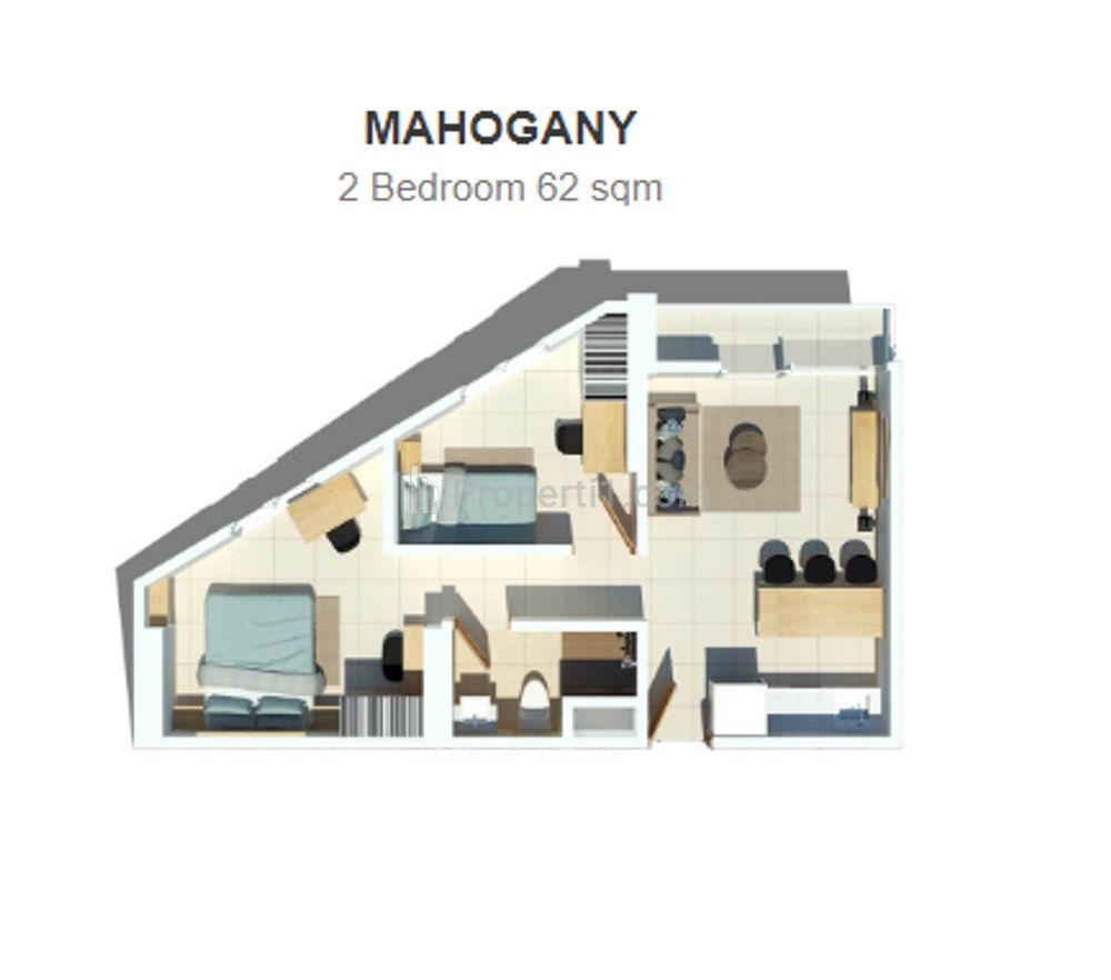 Dijual Apartemen Tamansari Bintaro Mansion Tangerang Selatan - 2 Bedroom 62 m2 Unfurnished