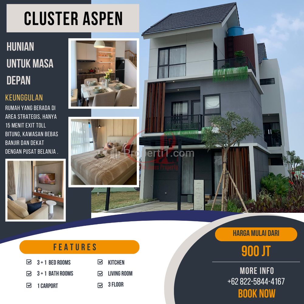 Dijual Rumah di Cluster Aspen Type Maple 6 X 12 di Cikupa, Tangerang