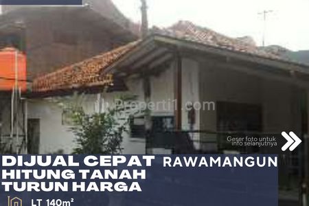 Dijual Rumah Hitung Tanah Daerah Strategis Turun Harga di Daerah Rawamangun Jakarta Timur