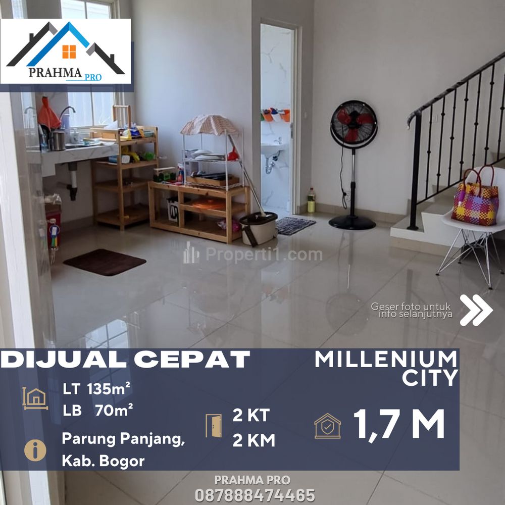 Jual Rumah Baru Dalam Cluster Posisi Hoek di Millenium City Cluster Alton Parung Panjang Bogor